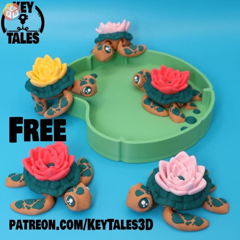 荷花龟-3D合纵社-3D打印模型STL格式3mf格式免费下载！