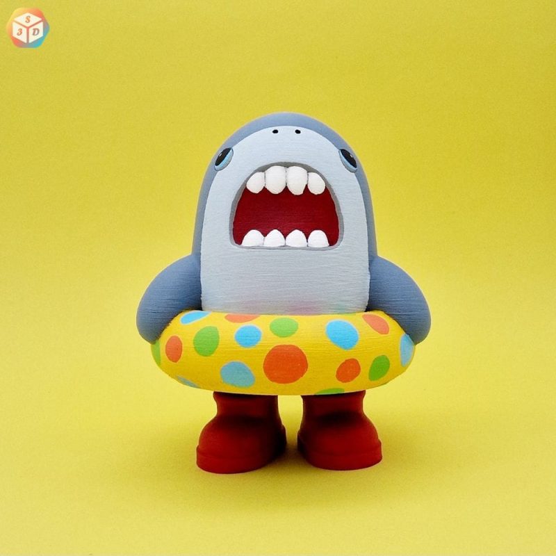 游泳圈鲨鱼-3D合纵社-3D打印模型STL格式3mf格式免费下载！