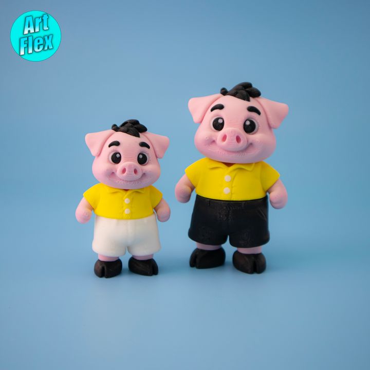 休闲小猪-3D合纵社-3D打印模型STL格式3mf格式免费下载！