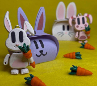 萝卜兔子可动钥匙扣-3D合纵社-3D打印模型STL格式3mf格式免费下载！
