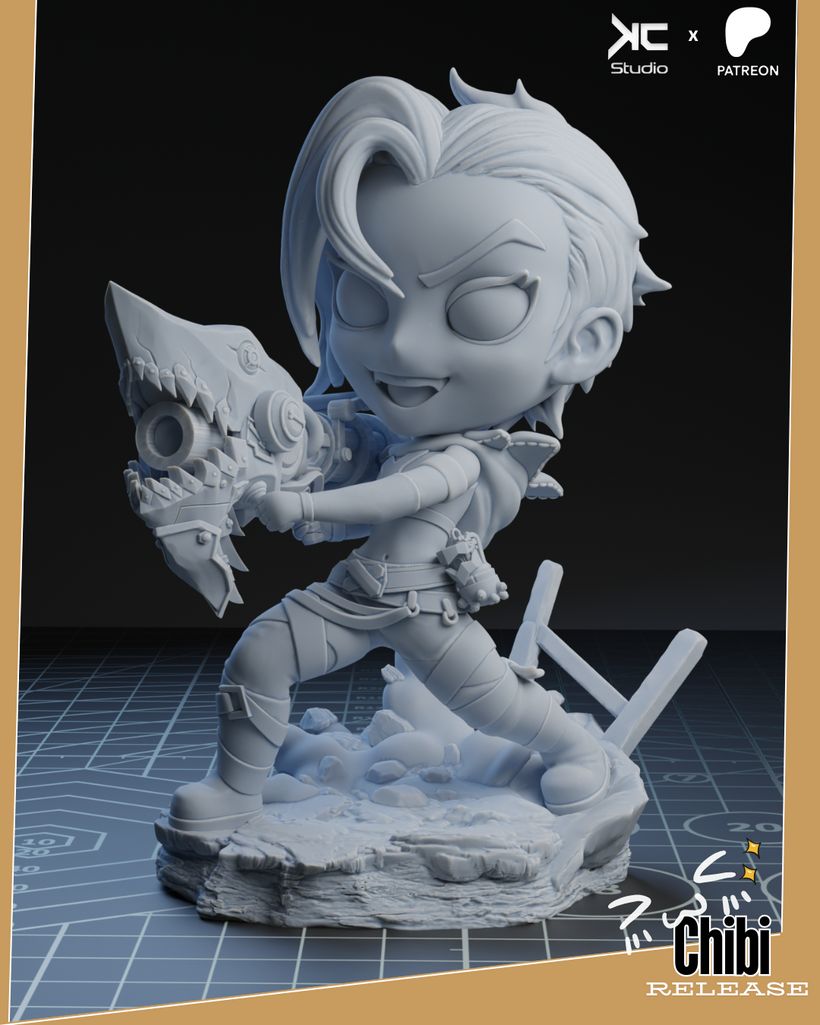 图片[3]-Q版《英雄联盟：双城之战》金克丝-3D合纵社-3D打印模型STL格式3mf格式免费下载！