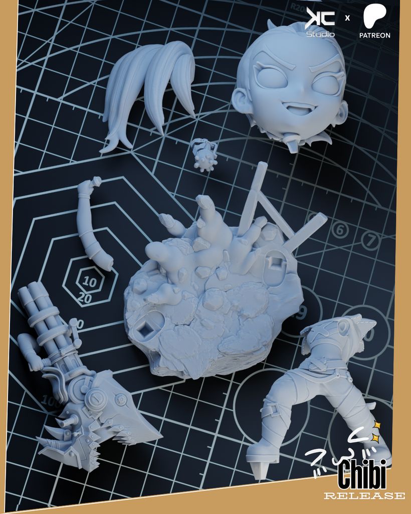 图片[2]-Q版《英雄联盟：双城之战》金克丝-3D合纵社-3D打印模型STL格式3mf格式免费下载！