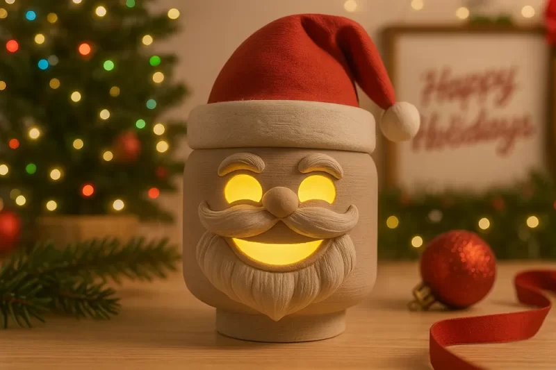 圣诞老人发光头像 灯箱-3D合纵社-3D打印模型STL格式3mf格式免费下载！