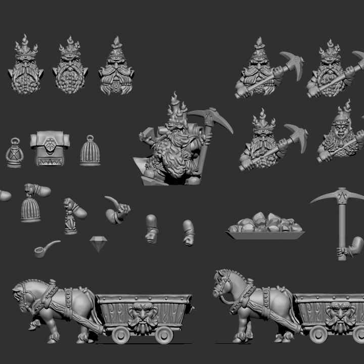 图片[5]-矮人采矿团队包 迷你模型-3D合纵社-3D打印模型STL格式3mf格式免费下载！