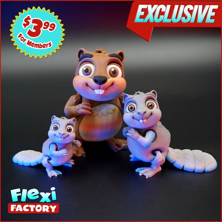 海狸 Flexi Factory Beaver-3D合纵社-3D打印模型STL格式3mf格式免费下载！