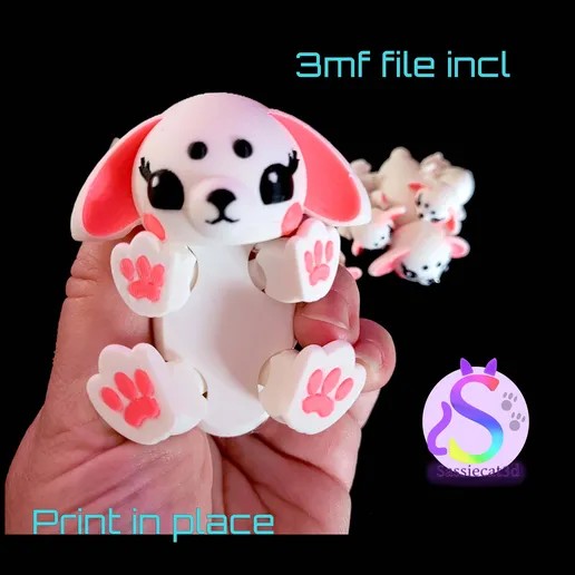 可活动的粉色兔子-3D合纵社-3D打印模型STL格式3mf格式免费下载！