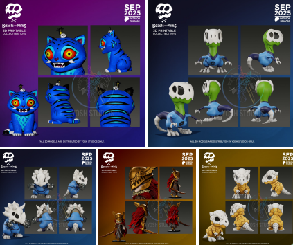 5款野兽 迷你模型-3D合纵社-3D打印模型STL格式3mf格式免费下载！