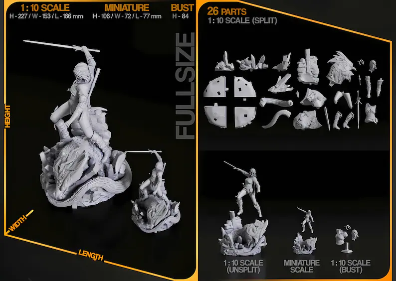 图片[3]-巫师3：狂猎 猎魔人 巫师希里-3D合纵社-3D打印模型STL格式3mf格式免费下载！